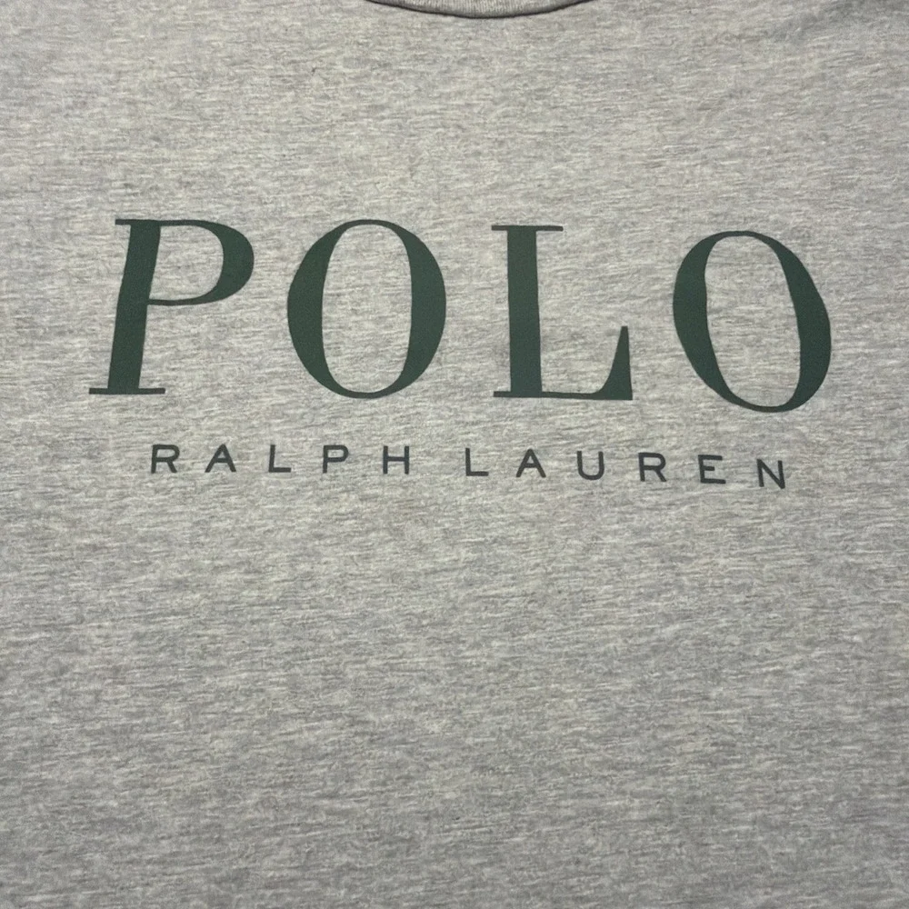 Polo Ralph Lauren Mens Grey T-Shirt w/Green Logo Print Short Sleeve Size 2XLT